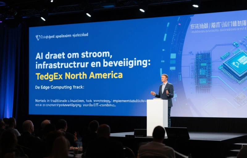 Visuele weergave van AI draait om stroom, infrastructuur en beveiliging