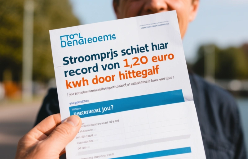 Visuele weergave van Stroomprijs schiet naar record van 1,20 euro per kWh door hittegolf