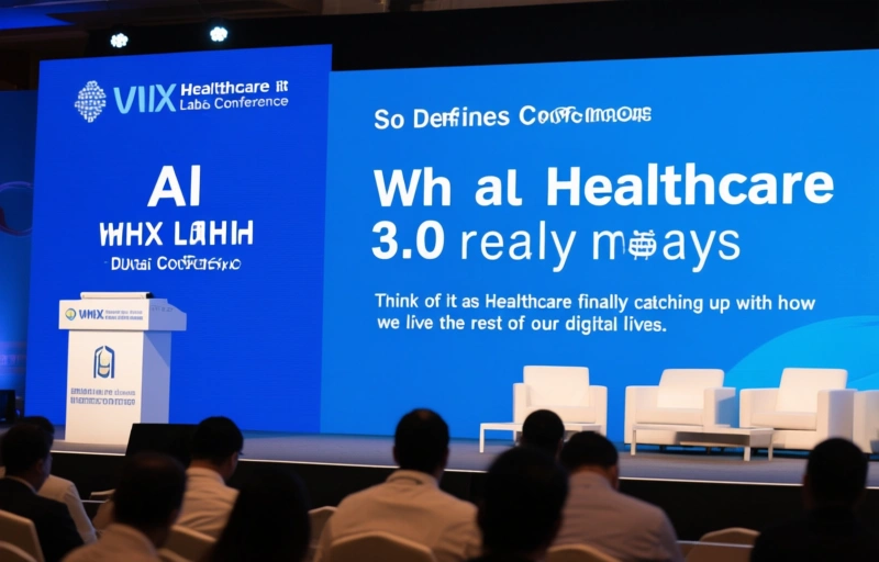 Visual representation of AI Defines Healthcare 3.0 at WHX Labs Dubai Conference