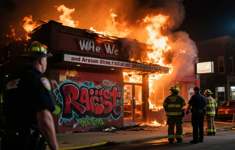 Visual representation of Racist Graffiti and Arson Strike Restaurant