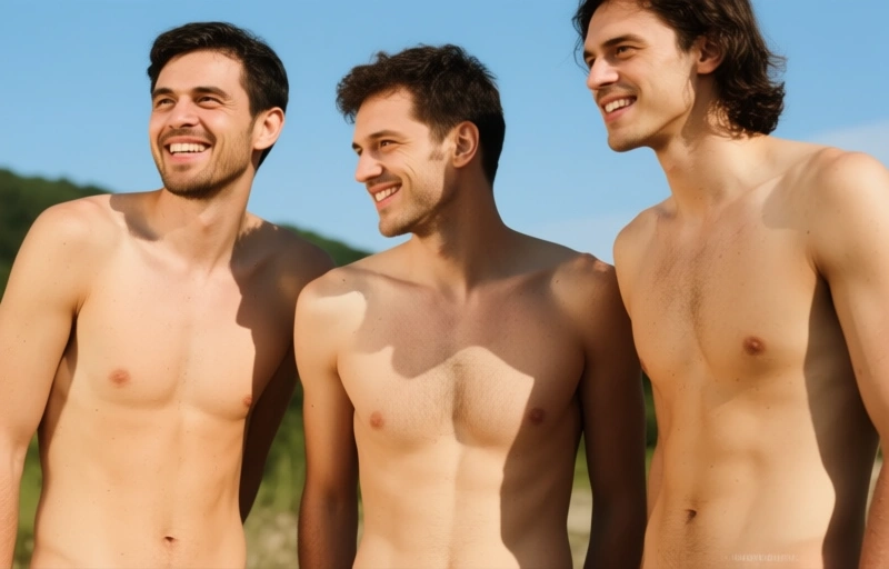 Visuelle Darstellung von Nackte Männer in der Sonne genießen