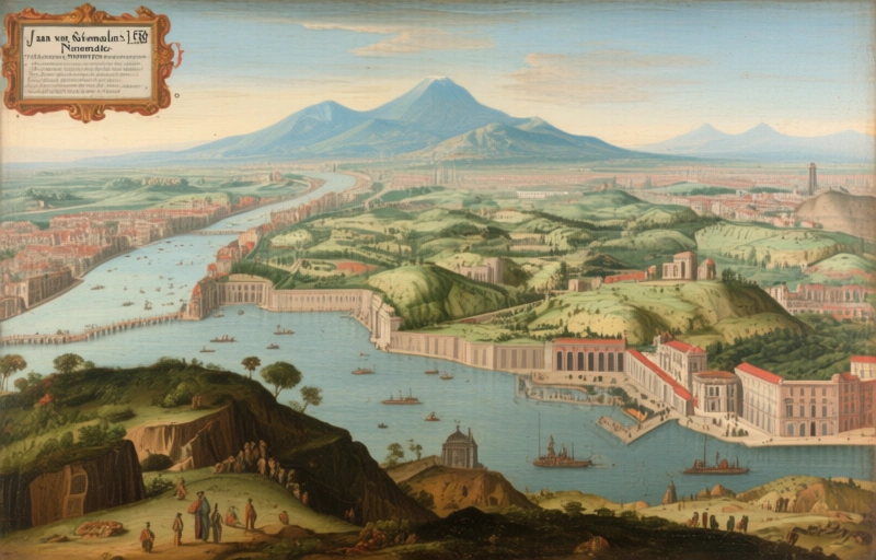 Visual representation of Jan van Stinemolen's 1582 Naples Panorama