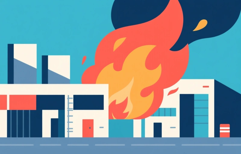 Brandweer bestrijdt grote brand in industriële loods in Argay Terrace