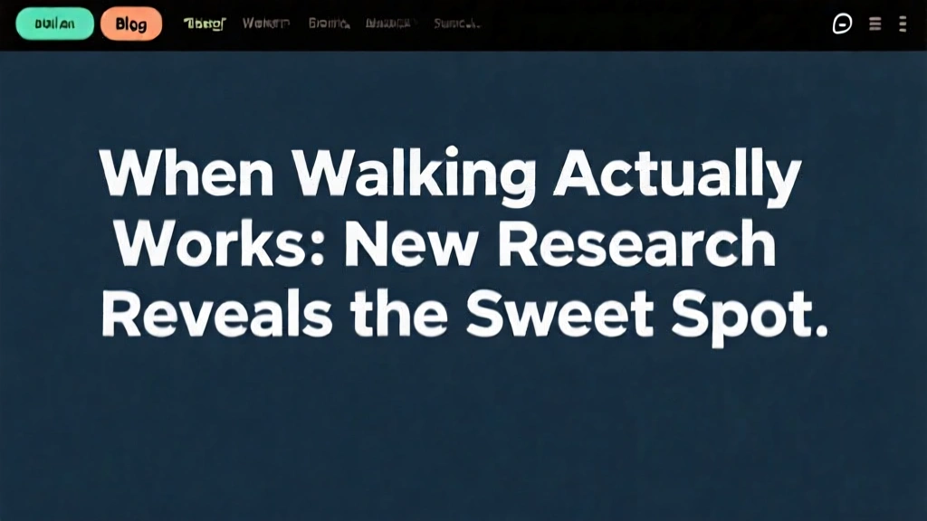 When Walking Actually Works: New Research Reveals the Sweet Spot