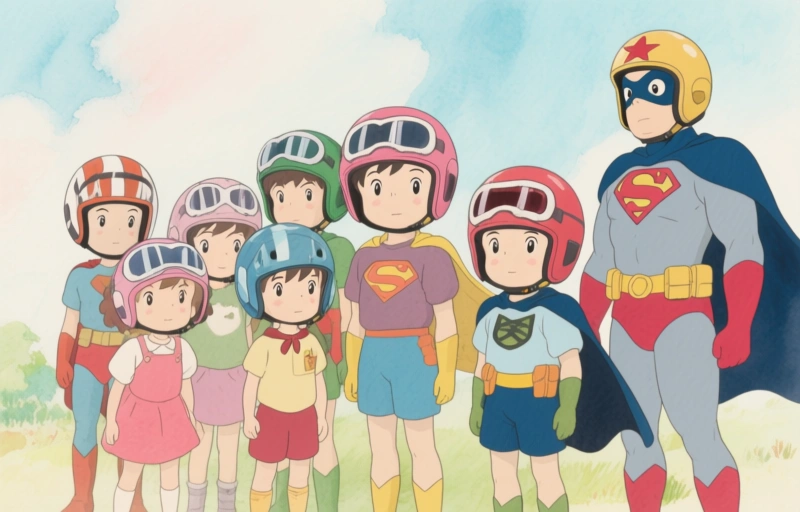 Visuele weergave van Superheldenhelmen stralen op fietscatwalk tijdens Zet 'm Op kick-off