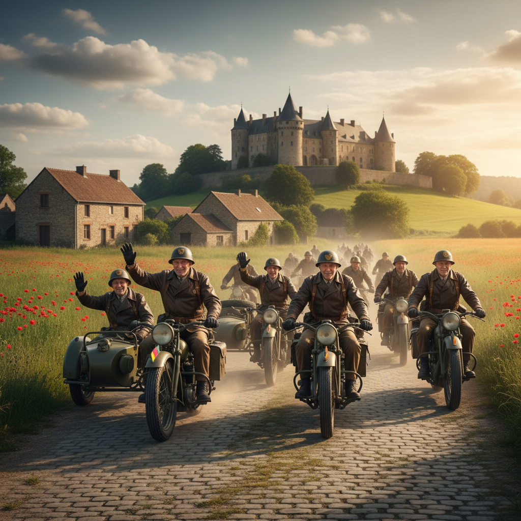 WWII Veterans Ride Historic Military Bikes Across Belgium
