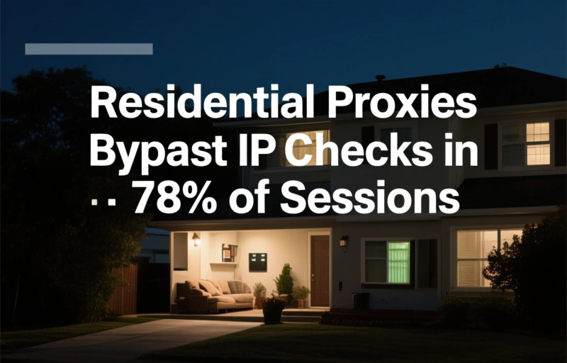 Visual representation of Residential Proxies Bypass IP Checks in 78% of Sessions
