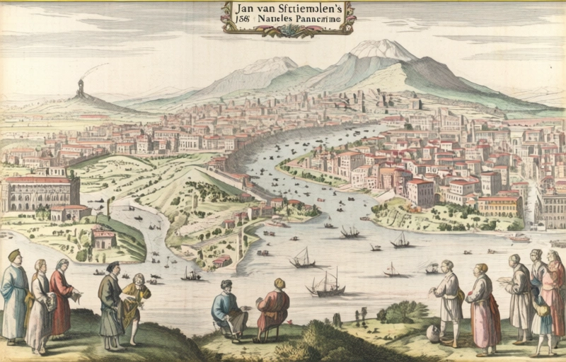 Visual representation of Jan van Stinemolen's 1582 Naples Panorama
