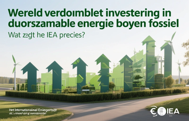 Visuele weergave van Wereld verdubbelt investering in duurzame energie boven fossiel