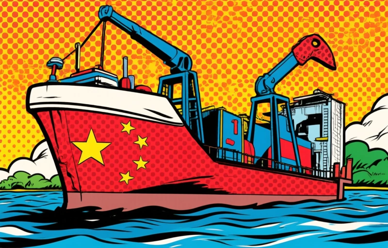 Visuele weergave van Chinese olie- en gasimport daalt door Perzische Golf-crisis