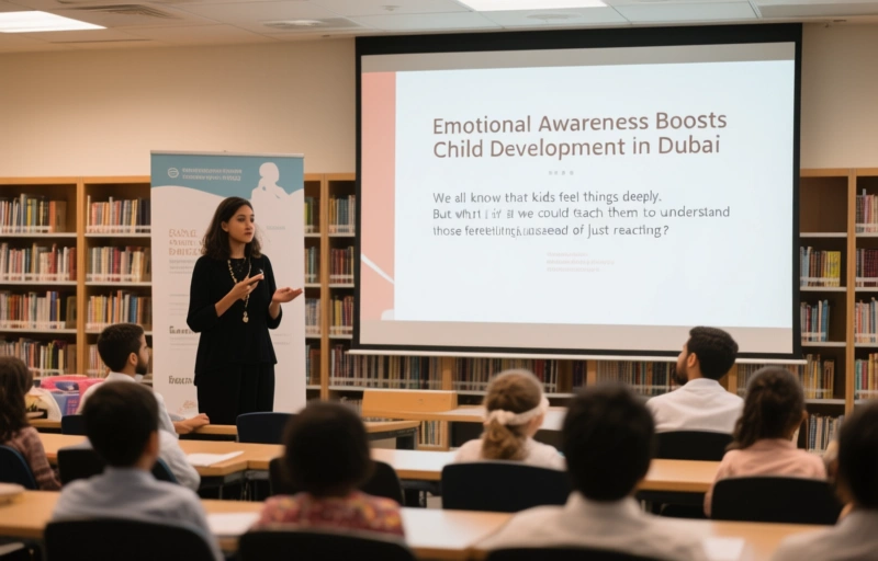 Visual representation of Emotional Awareness Boosts Child Development in Dubai Library Talk