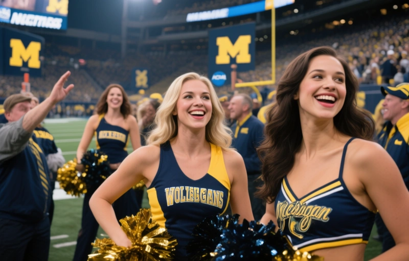 Vivid Cabaret Girls Cheer Michigan Wolverines NCAA Win