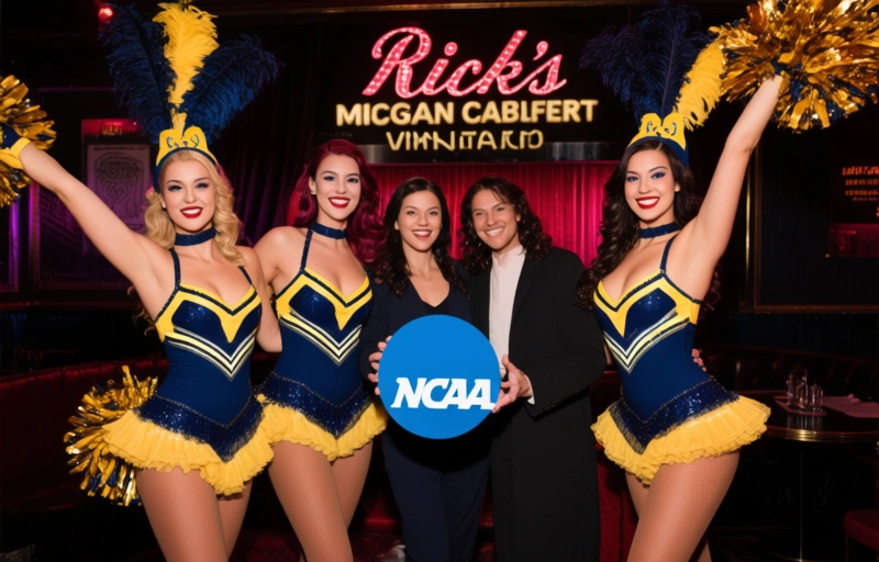 Visual representation of Vivid Cabaret Girls Cheer Michigan Wolverines NCAA Win