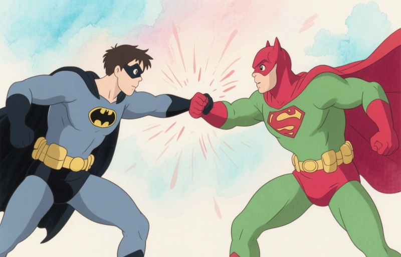 Visuele weergave van Superhelden in conflict