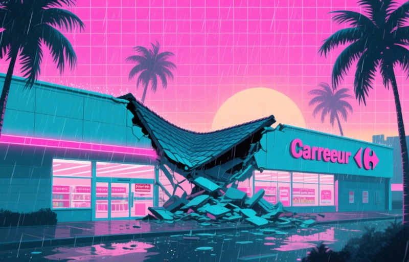 Dak Carrefour Mortsel deels ingestort na regenval
