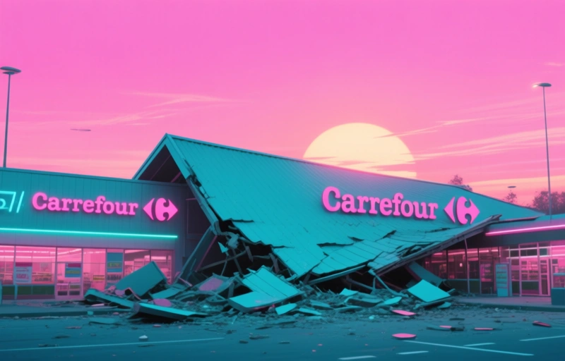Visuele weergave van Carrefour Market heropent na dakinstorting half juni