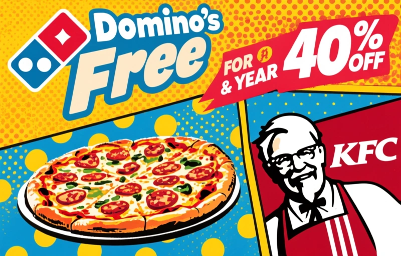 Domino's Free Pizza for a Year & KFC 40% Off Deals