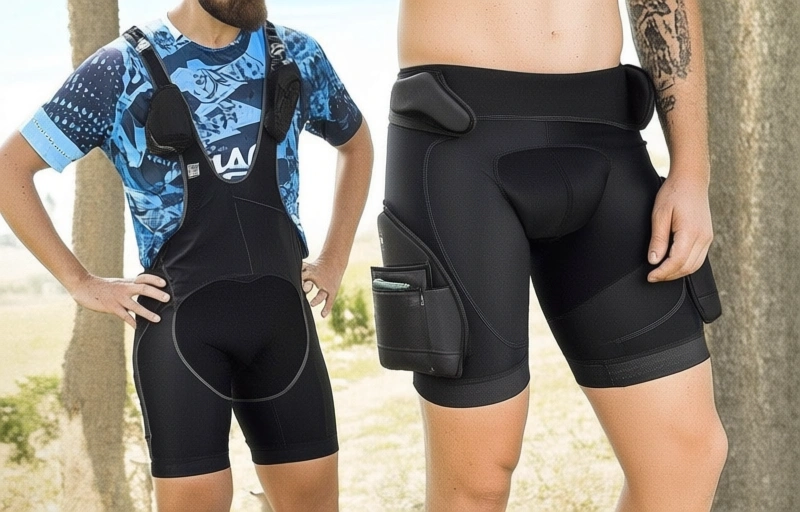 Visual representation of DHaRCO Enduro Bib Shorts with RHEON Back Protector Review