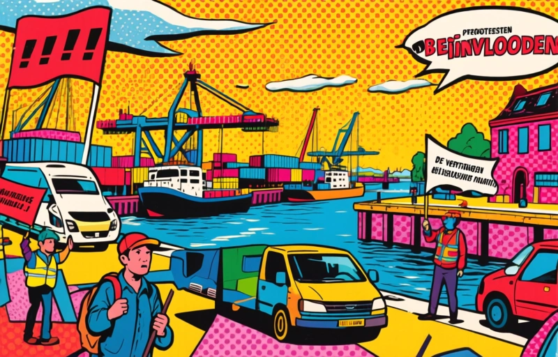 Visuele weergave van Scheepvaartverstoring na pensioenprotest