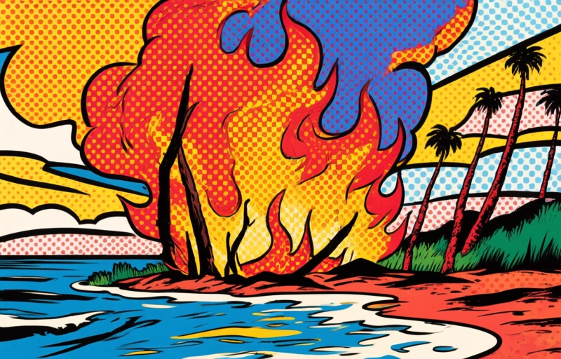Visuele weergave van Sandy-brand bij Los Angeles