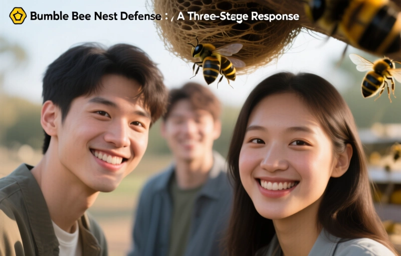 Bumble Bee Nest Defense: A Three-Stage Response