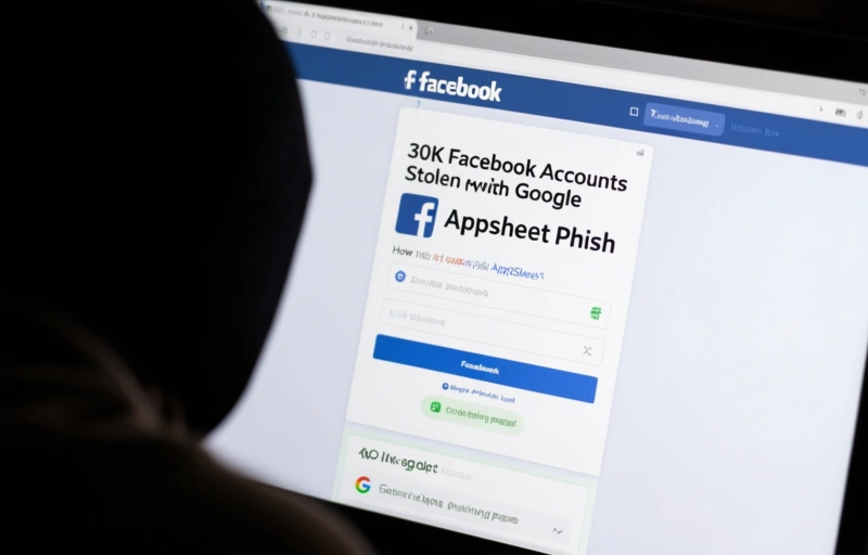 Visual representation of 30K Facebook Accounts Stolen via Google AppSheet Phish