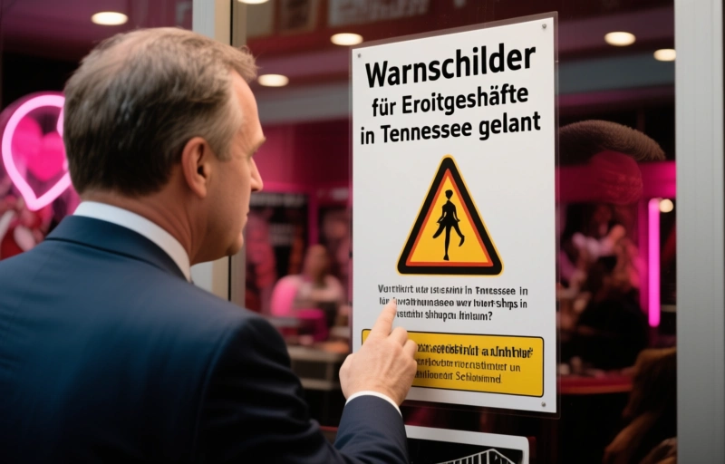 Visuelle Darstellung von Warnschilder für Erotikgeschäfte in Tennessee geplant
