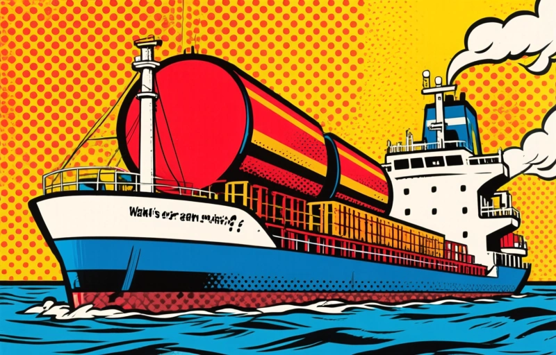 Visuele weergave van LPG-tanker met Iraanse link vaart onder Indiase vlag door Straat van Hormuz