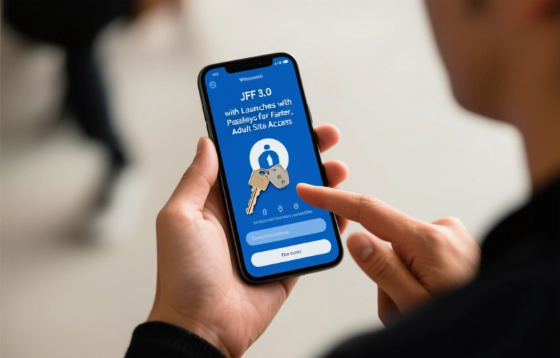 Visual representation of JFF 3.0 Launches with Passkeys for Faster, Safer Adult Site Access