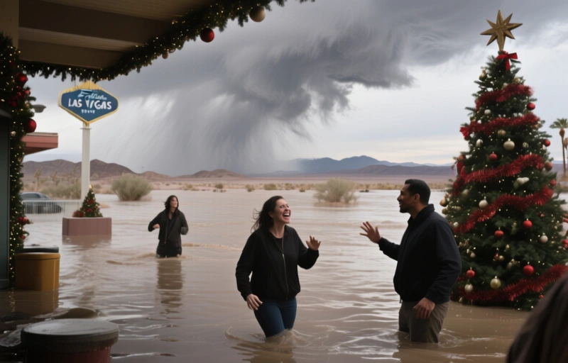 Weihnachtssturm überflutet Las Vegas und Death Valley