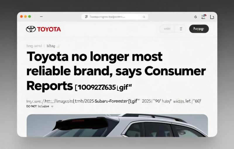 Toyota no longer most reliable brand, says Consumer Reports