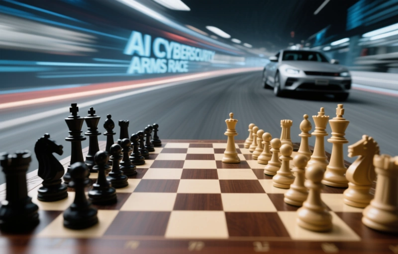 Visual representation of The AI Cybersecurity Arms Race
