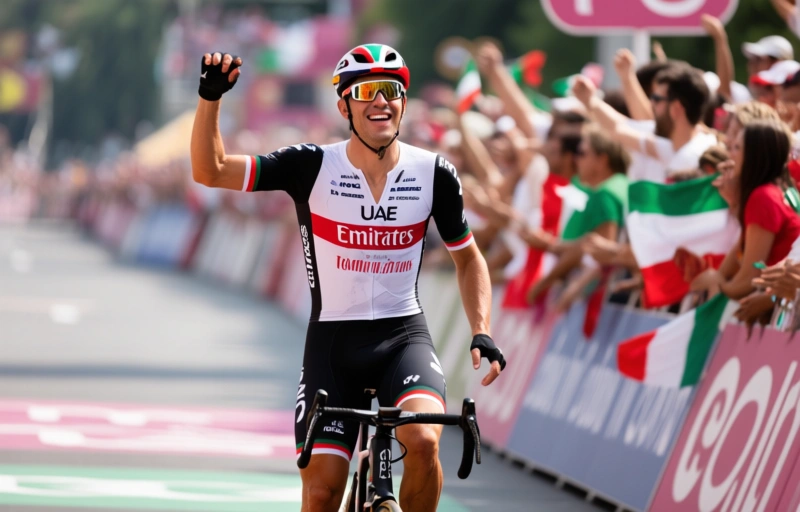 Visual representation of Narvaez's Third Stage Win Powers UAE Team Emirates-XRG at Giro
