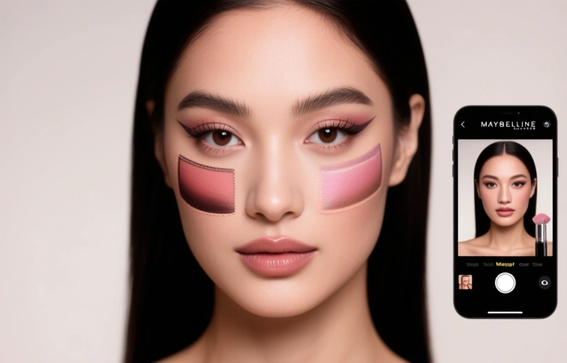 Visuele weergave van Maybelline virtuele makeup-proef in ChatGPT