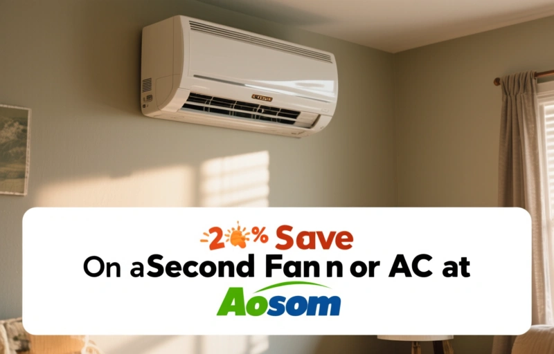 Visual representation of Save 25% on a Second Fan or AC at Aosom