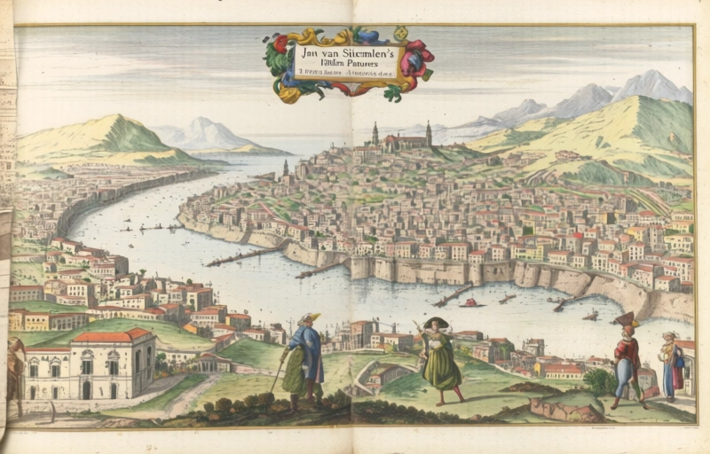 Visual representation of Jan van Stinemolen's 1582 Naples Panorama