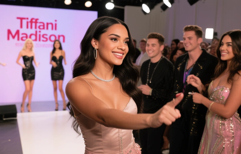 Visual representation of Tiffani Madison Teams with Friends for Fashion Day Live Show