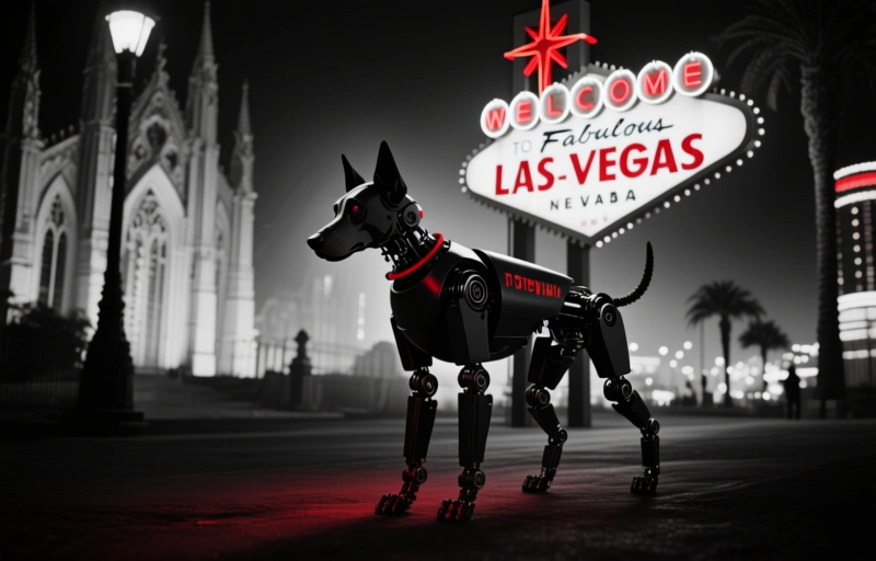 Робот-собака патрулирует достопримечательность Лас-Вегаса