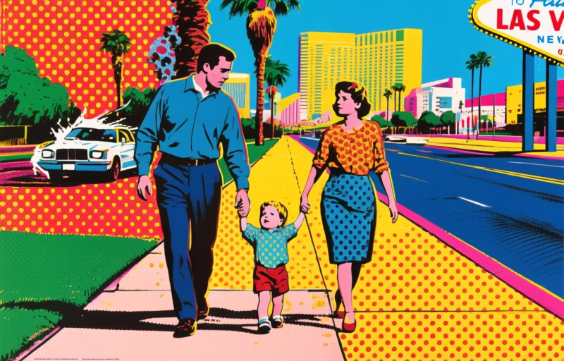 Familie mit Kleinkind auf Gehweg in Las Vegas angefahren