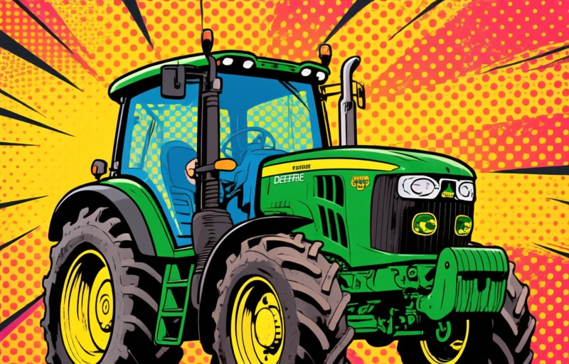 Visuele weergave van Deere-aandelen dalen door aanhoudende problemen voor boeren