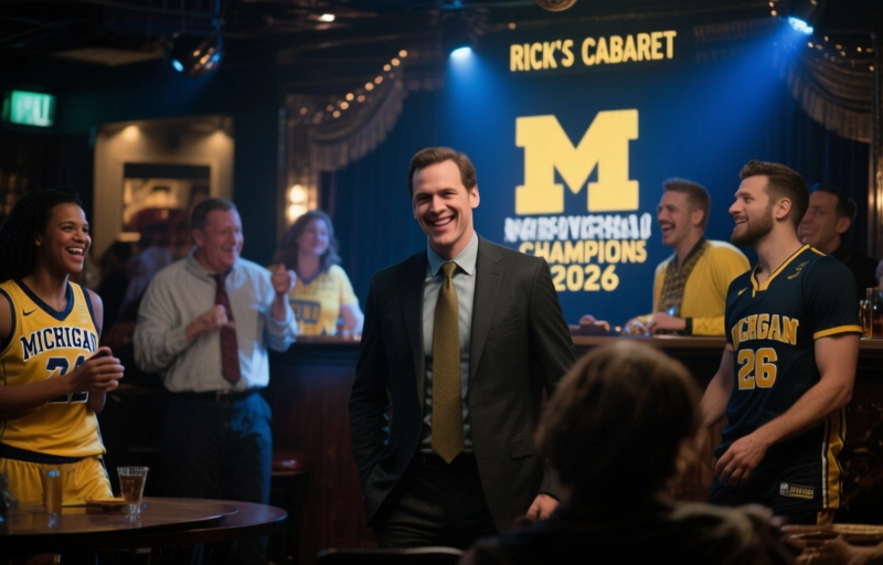 Rick's Cabaret feiert Michigan Wolverines als Basketball-Champions 2026