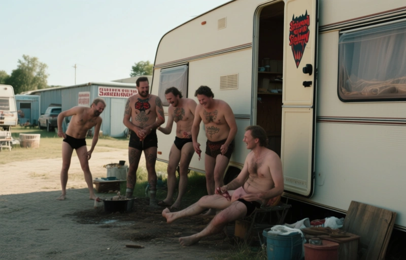 Sieben-Mann-Orgie im Trailerpark bei Raging Stallion