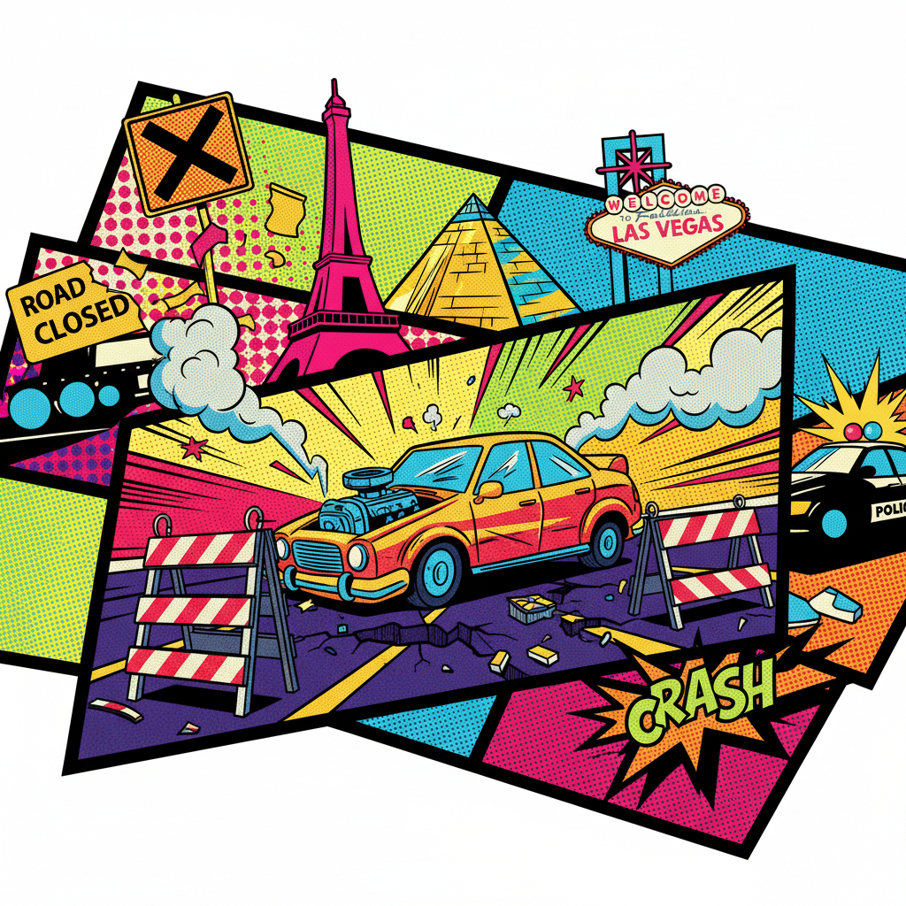 Liikenneonnettomuus Las Vegas Stripin lähellä - tieosuus suljettu