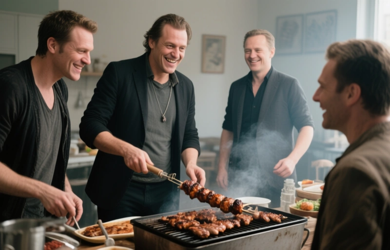 Sammy Sins beim Spießbraten mit Jkab und Jay